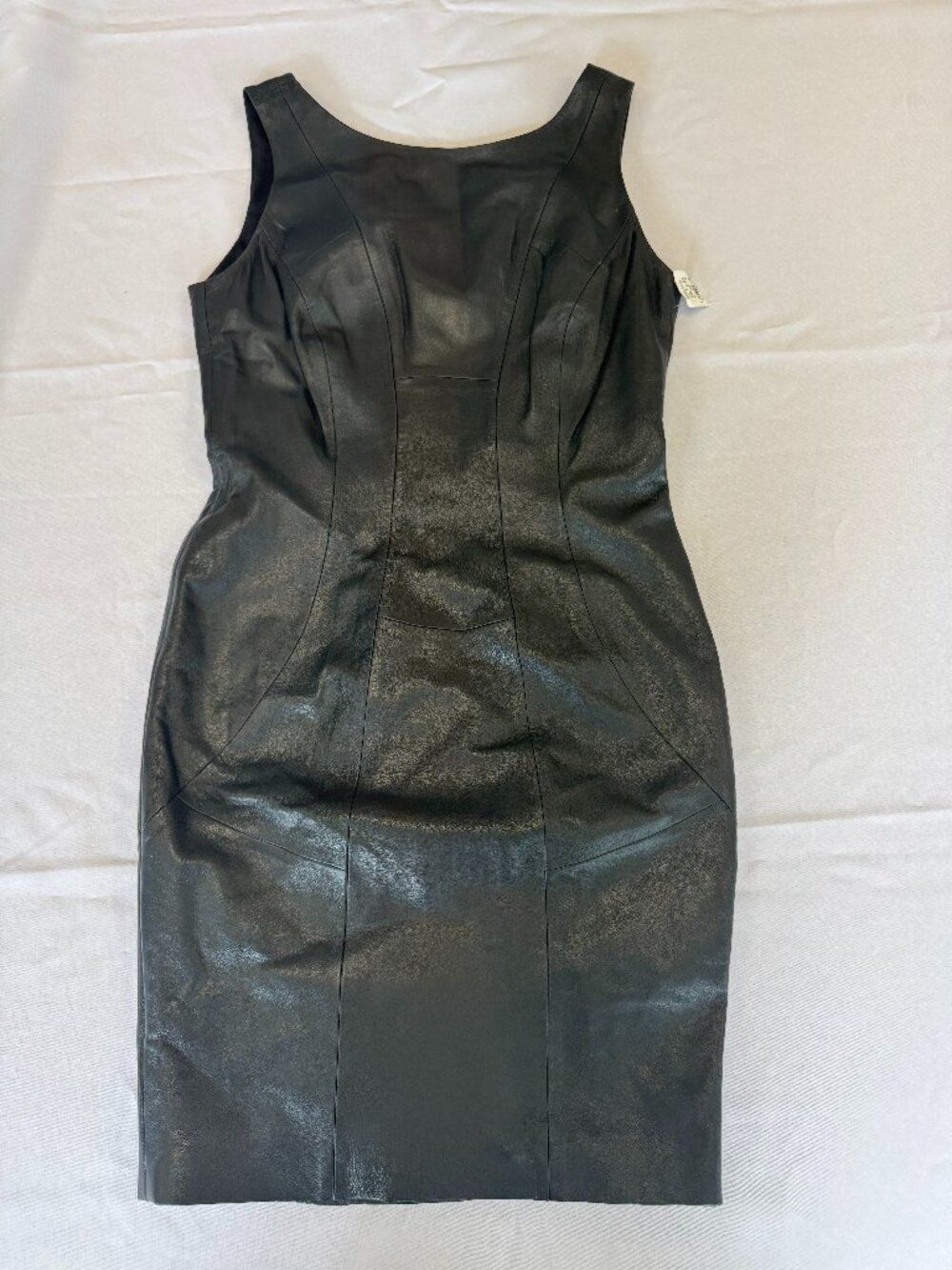 Vakko NY Black Leather Sleeveless Dress Vintage 90s Size 4